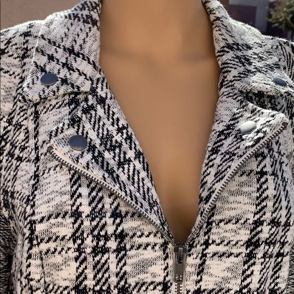 Style & Co Med Zippered Black And White Jacket - Picture 4 of 12